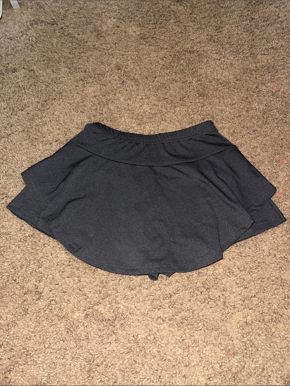 Black Flared Skort with Elastic Waist